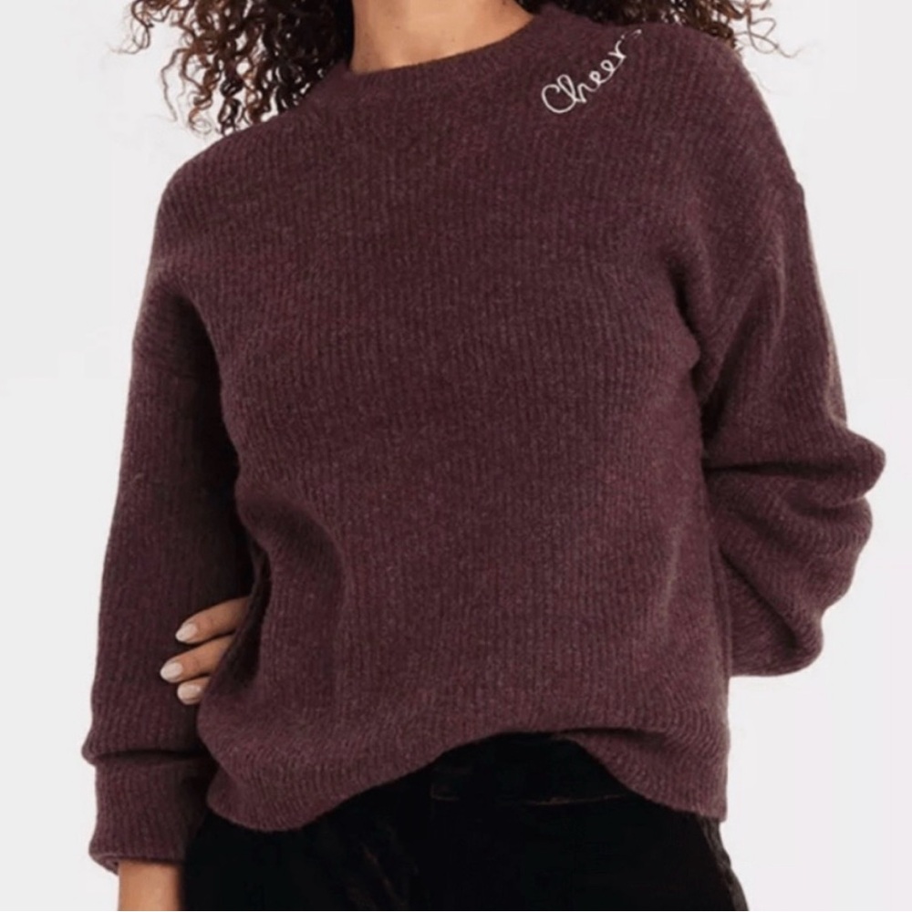 a new day Women's Scoop Crewneck Sweater in Deep Plum